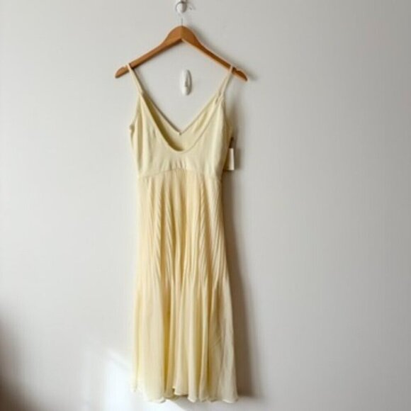 Aritzia Wilfred Daphnee Pleated Skirt Midi Dress NWT Mellow Yellow Size Small - Picture 8 of 9